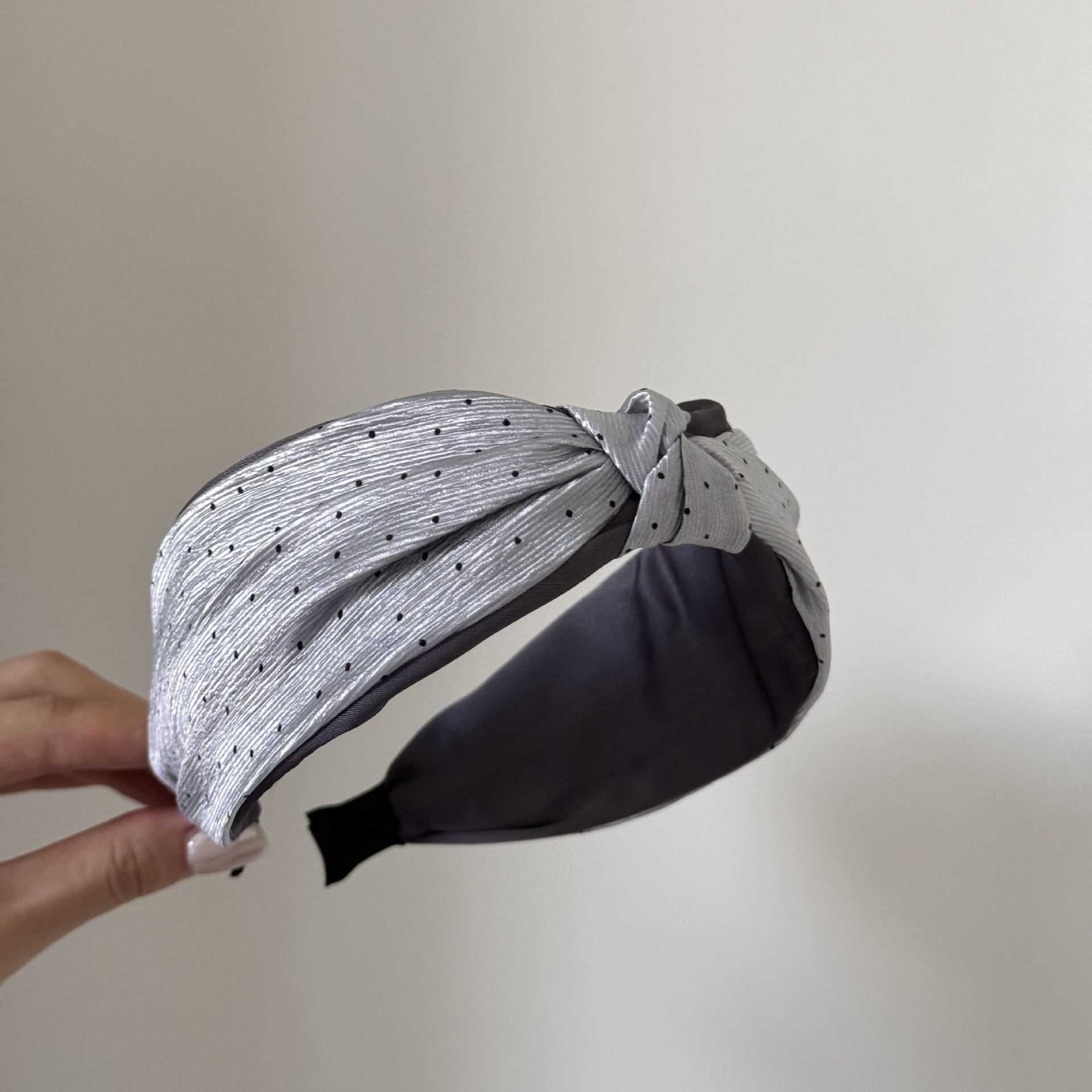 Modern Style Polka Dots Hair Band For Women In Natural Pink, Cotton Material, Perfect For Summer
