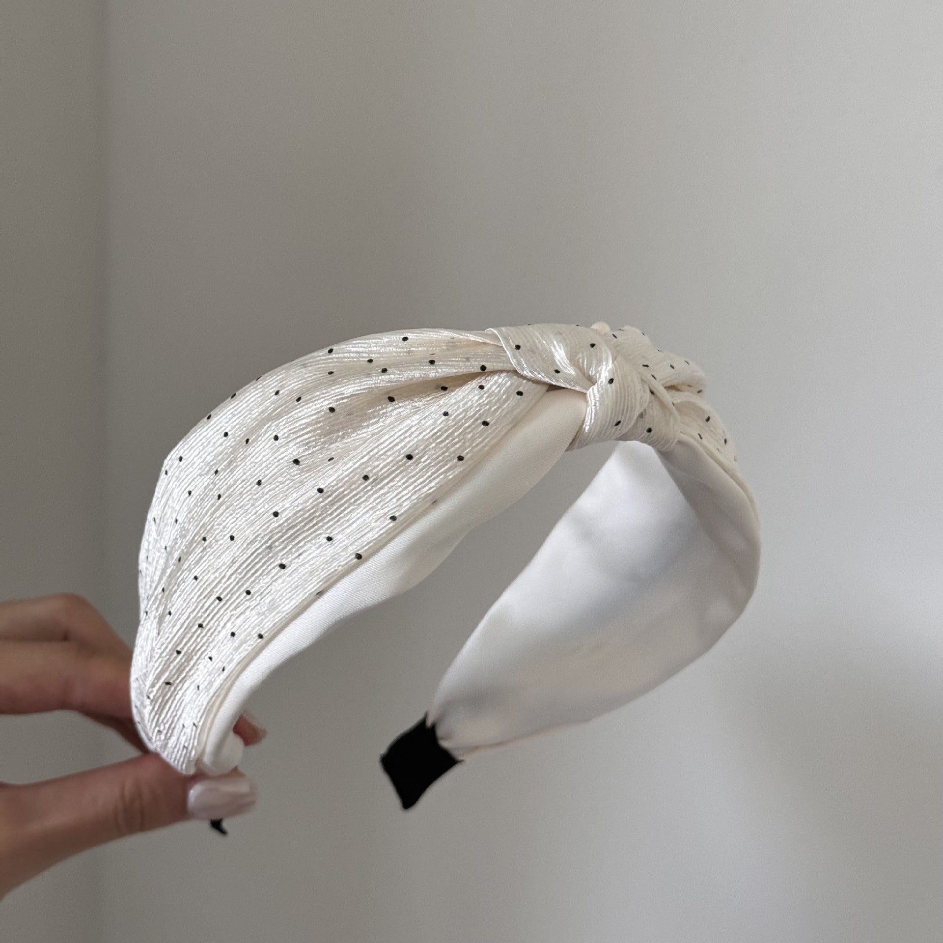 Modern Style Polka Dots Hair Band For Women In Natural Pink, Cotton Material, Perfect For Summer