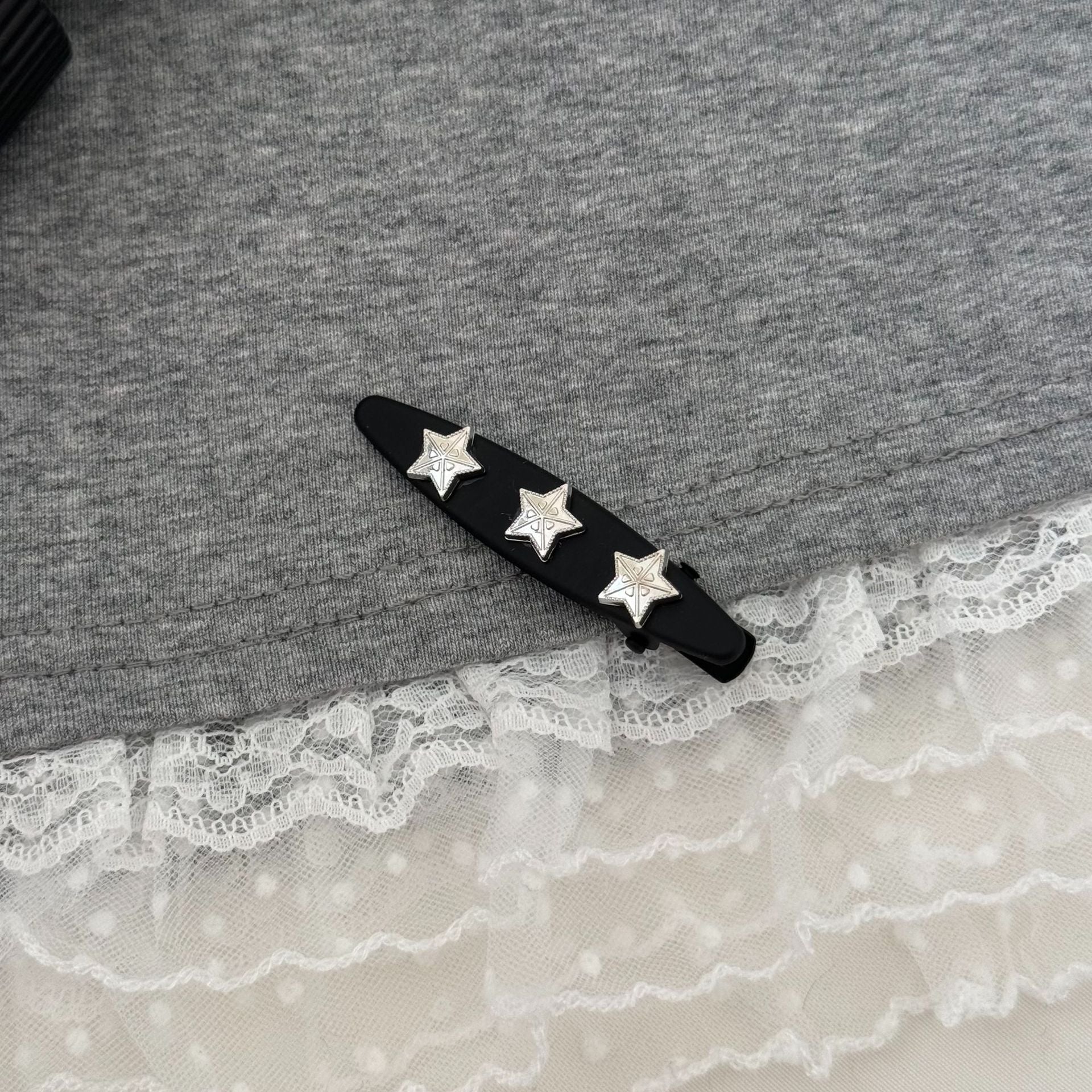 French Style Pentagram Hairpin For Women In Silver Alloy, Perfect Summer Hair Accessory
