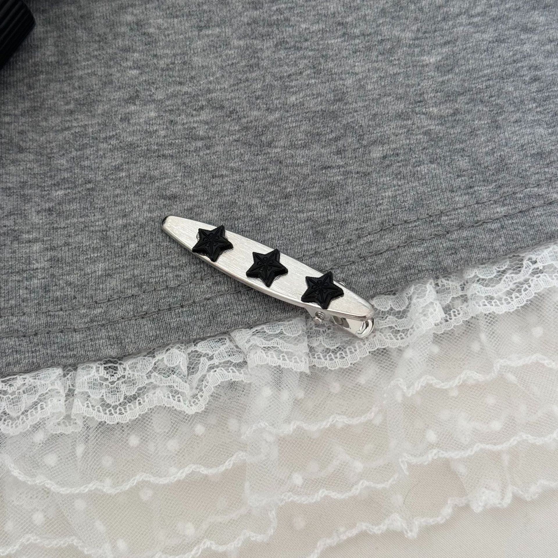 French Style Pentagram Hairpin For Women In Silver Alloy, Perfect Summer Hair Accessory