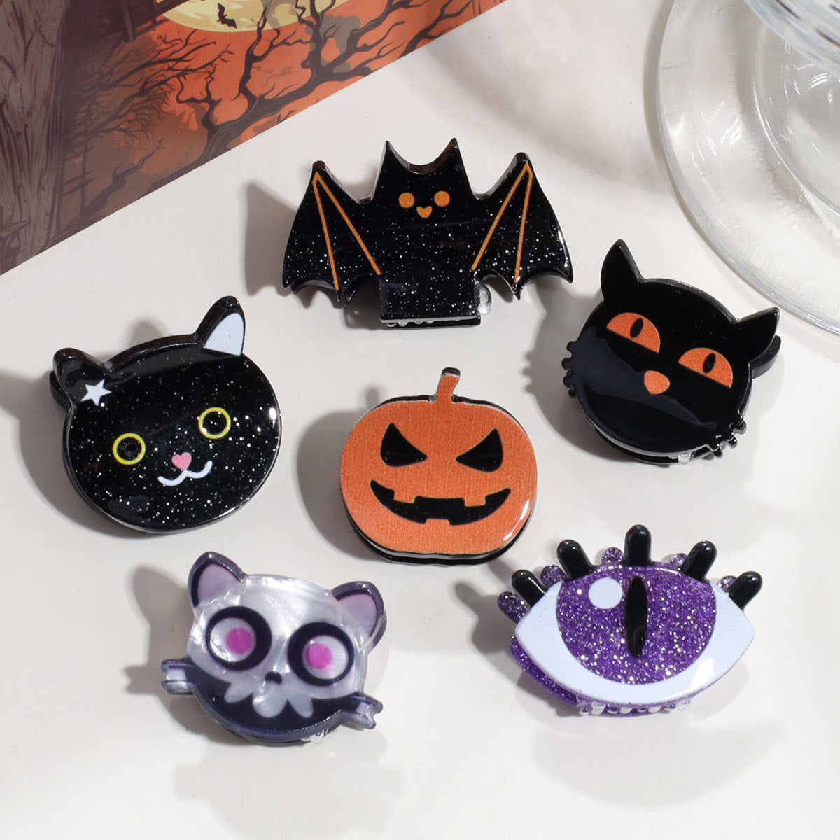 Cute Skull Hair Claws For Women, Plastic Hairpin Accessories Perfect For Summer And Halloween