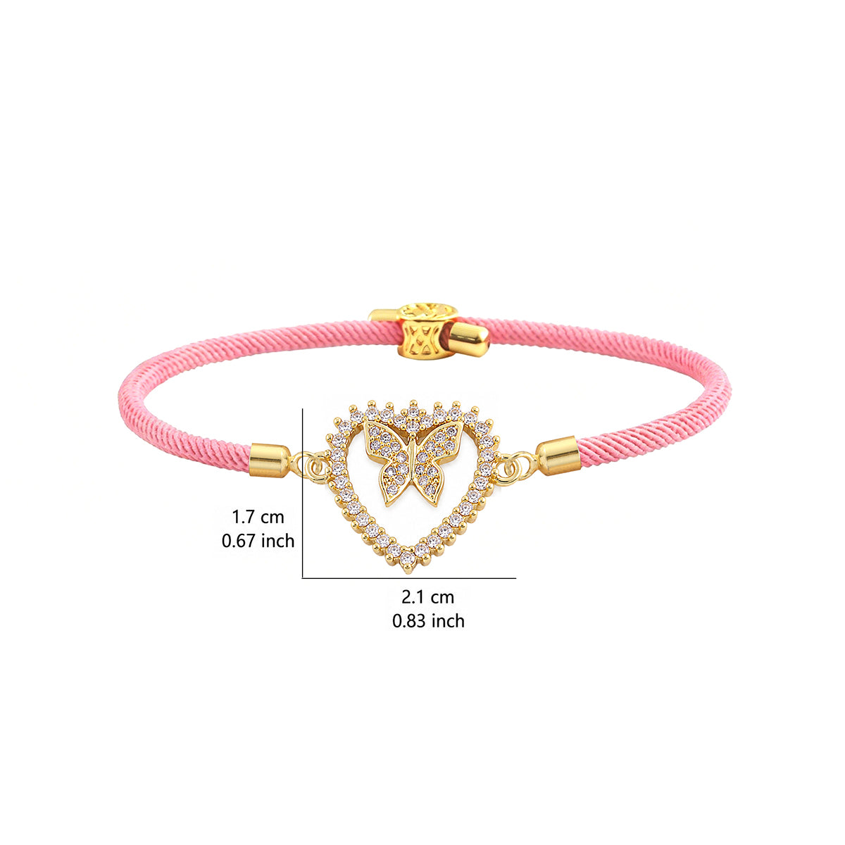 Elegant Heart Shape Braid Drawstring Bracelet For Women In White Nylon With Zircon Inlay On Cord String