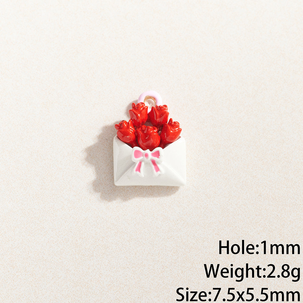 Copper Flower Pendant With 0.03µm Plating Thickness Featuring Enamel Craftsmanship, Simple Style, 1 Piece Per Pack