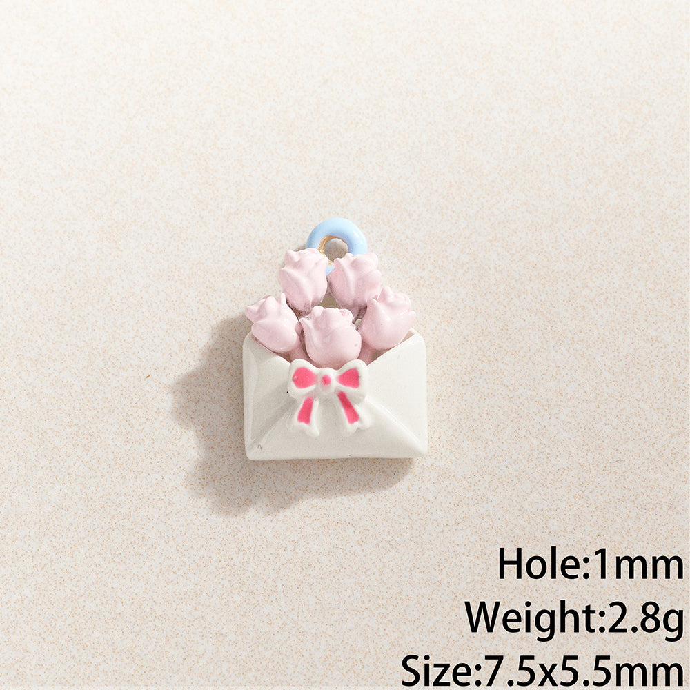 Copper Flower Pendant With 0.03µm Plating Thickness Featuring Enamel Craftsmanship, Simple Style, 1 Piece Per Pack