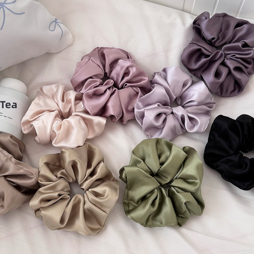 New Style Geometric Satin Scrunchie For Women In Natural Pink, Perfect Winter Hair Accessory
