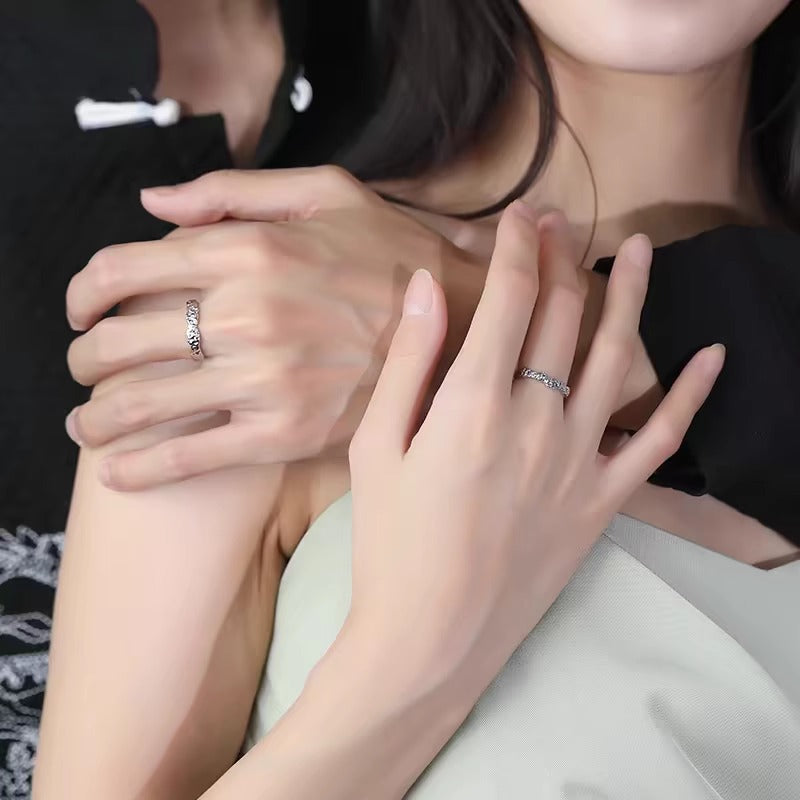 Sweet Couple Copper Star Rings With Zircon Inlay, Perfect For Valentine's Day