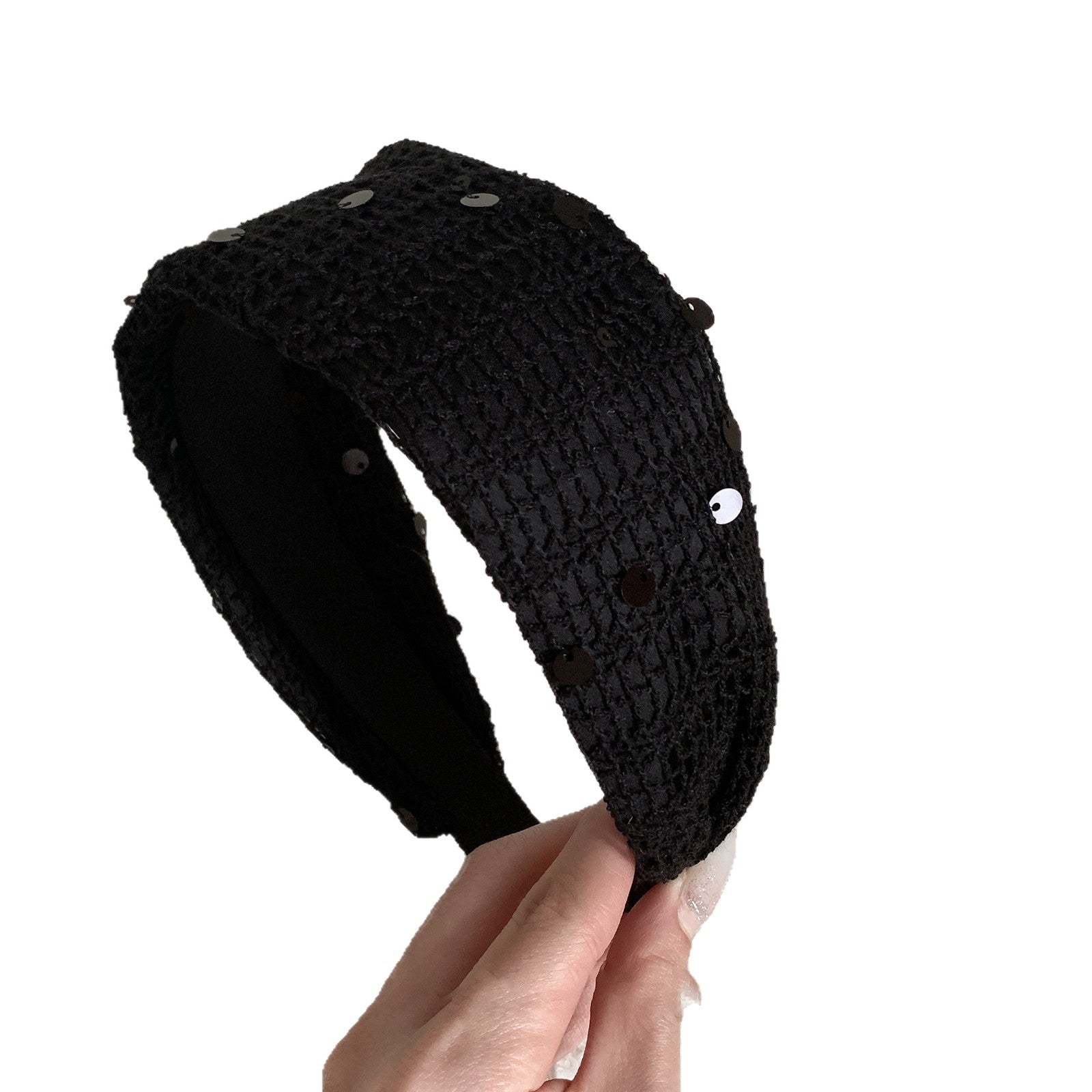 French Style Jewelry Headband For Women With Mixed Materials Featuring Coffer Color And Sequins Embellishment