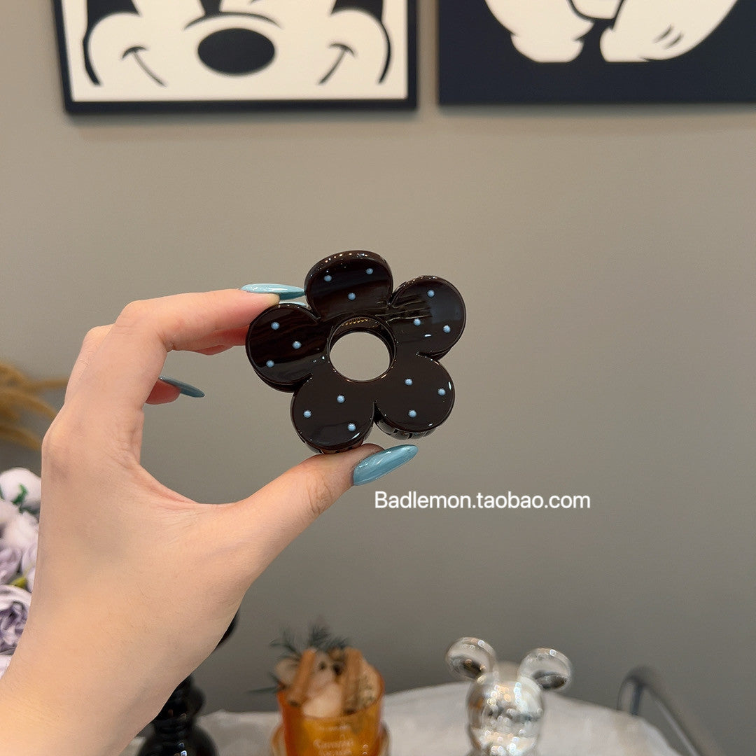 New Style Flowers Hair Claws For Women, Acrylic Hairpin In Coffer Color