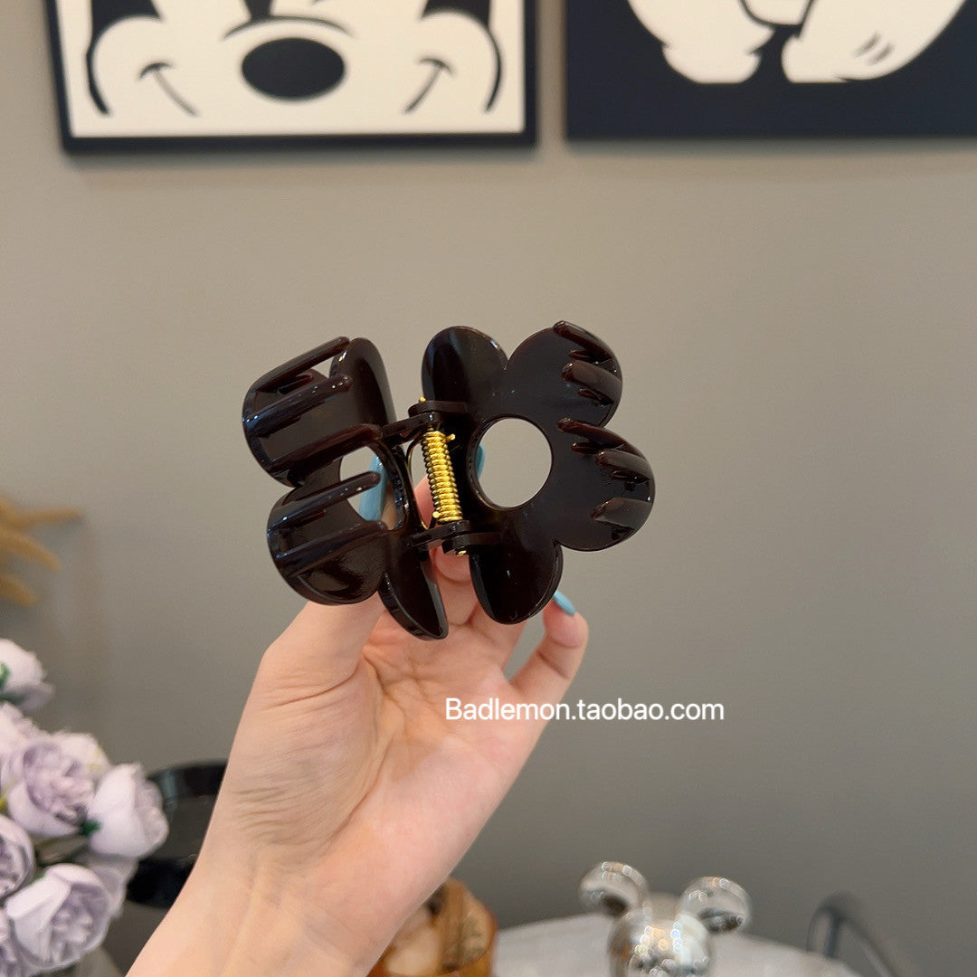 New Style Flowers Hair Claws For Women, Acrylic Hairpin In Coffer Color