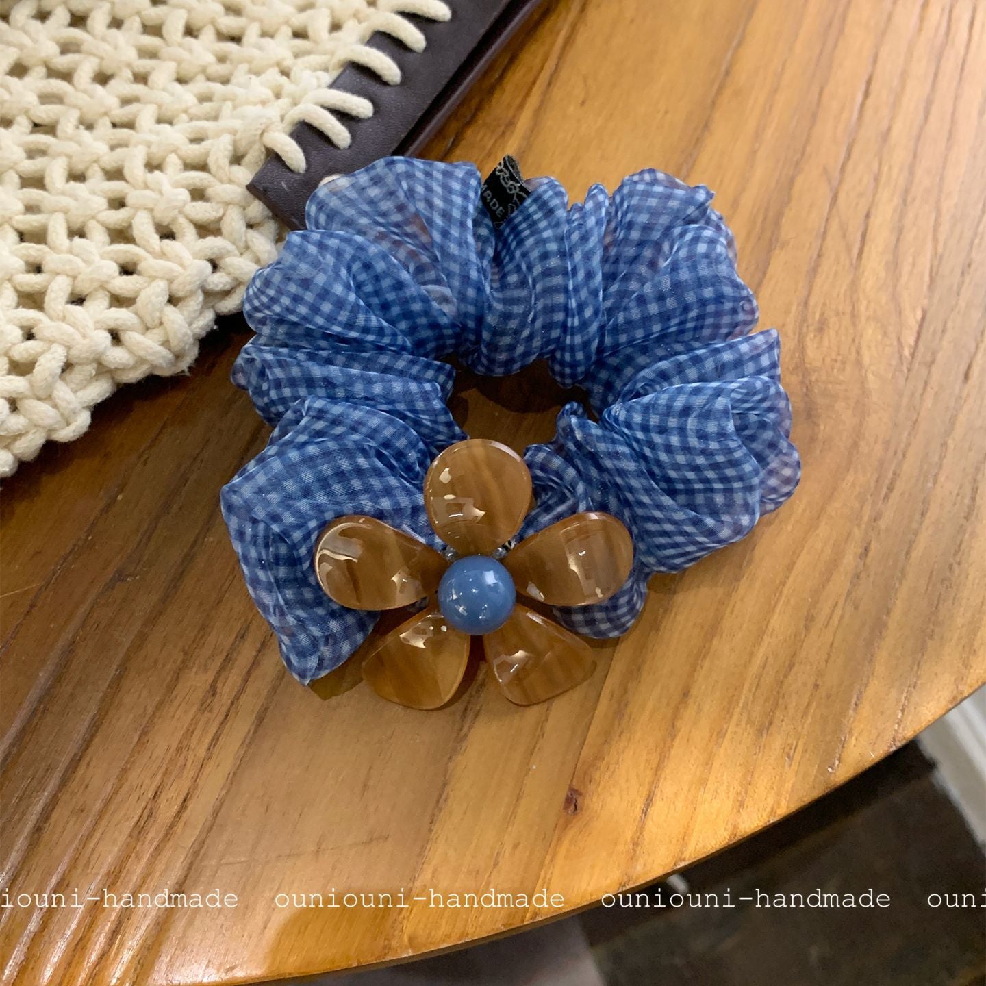New Style Flowers Hair Tie For Women In Coffer Color, Made Of Gauze, Perfect For Summer