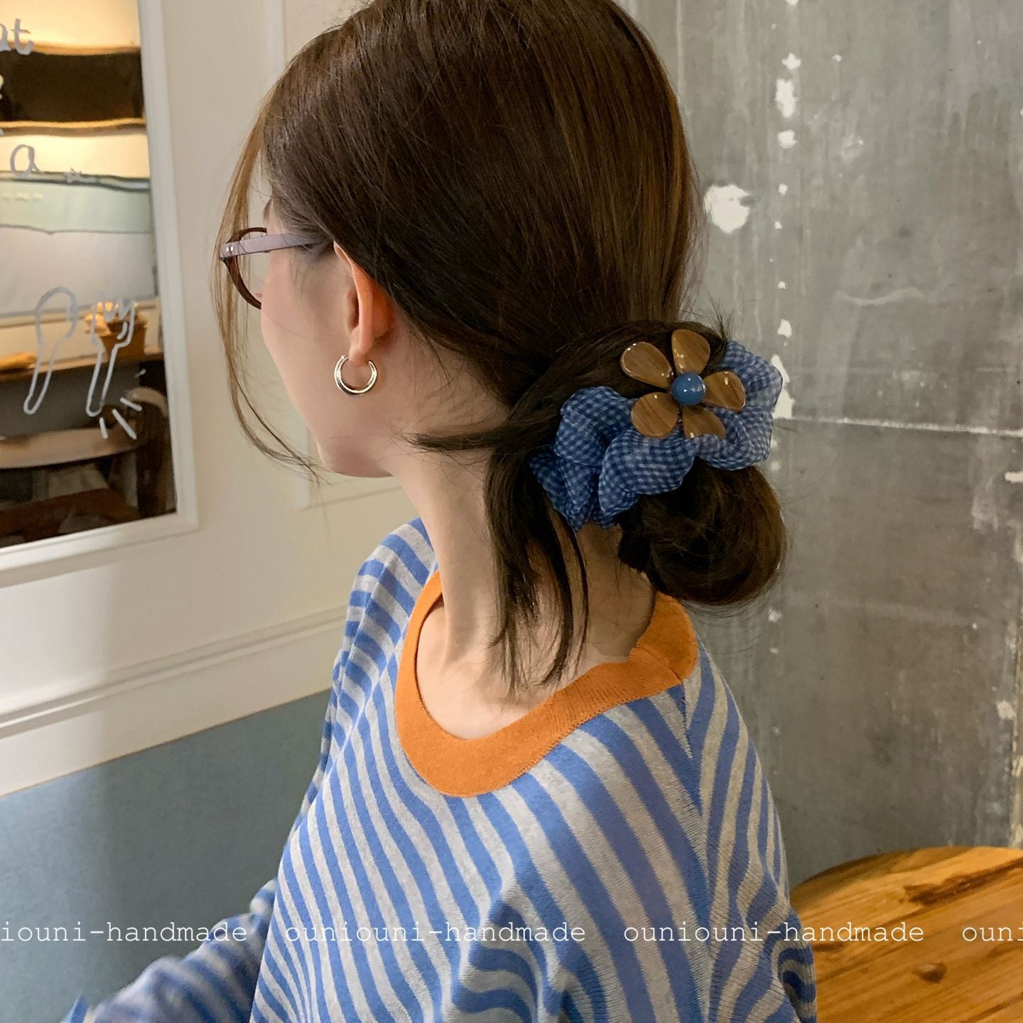 New Style Flowers Hair Tie For Women In Coffer Color, Made Of Gauze, Perfect For Summer