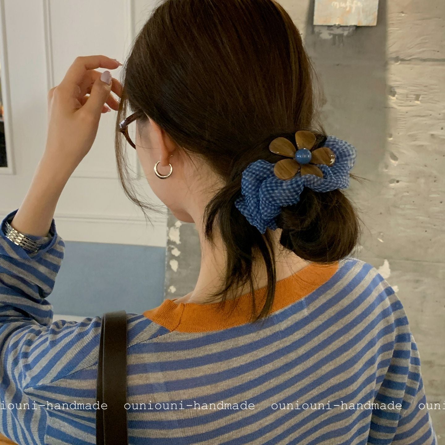 New Style Flowers Hair Tie For Women In Coffer Color, Made Of Gauze, Perfect For Summer