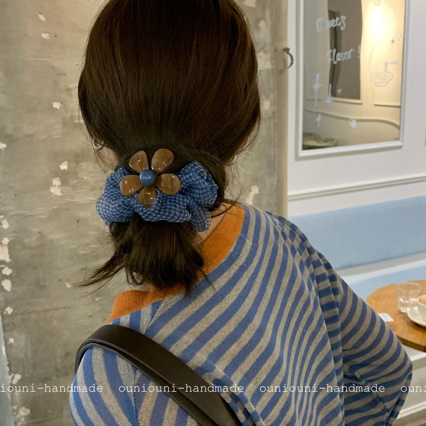 New Style Flowers Hair Tie For Women In Coffer Color, Made Of Gauze, Perfect For Summer
