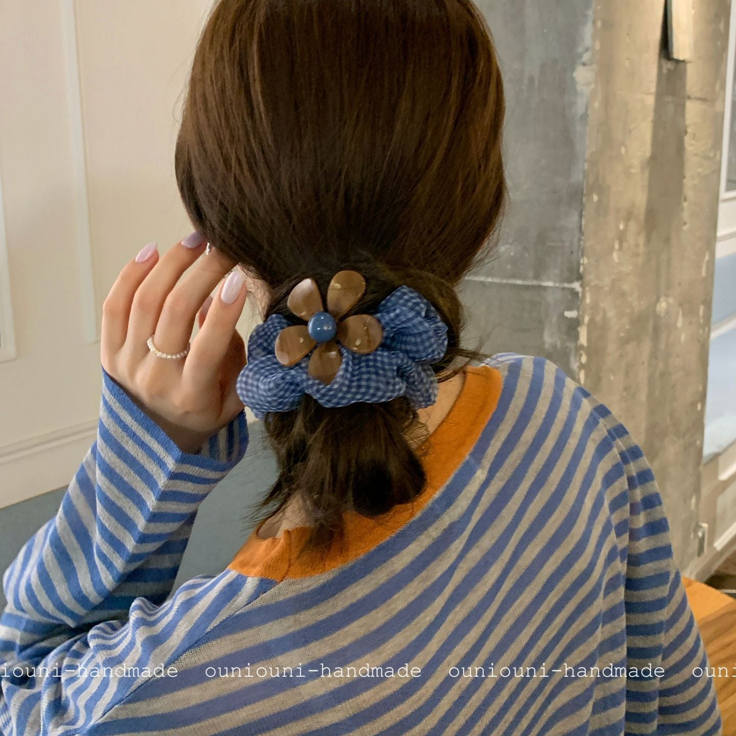 New Style Flowers Hair Tie For Women In Coffer Color, Made Of Gauze, Perfect For Summer