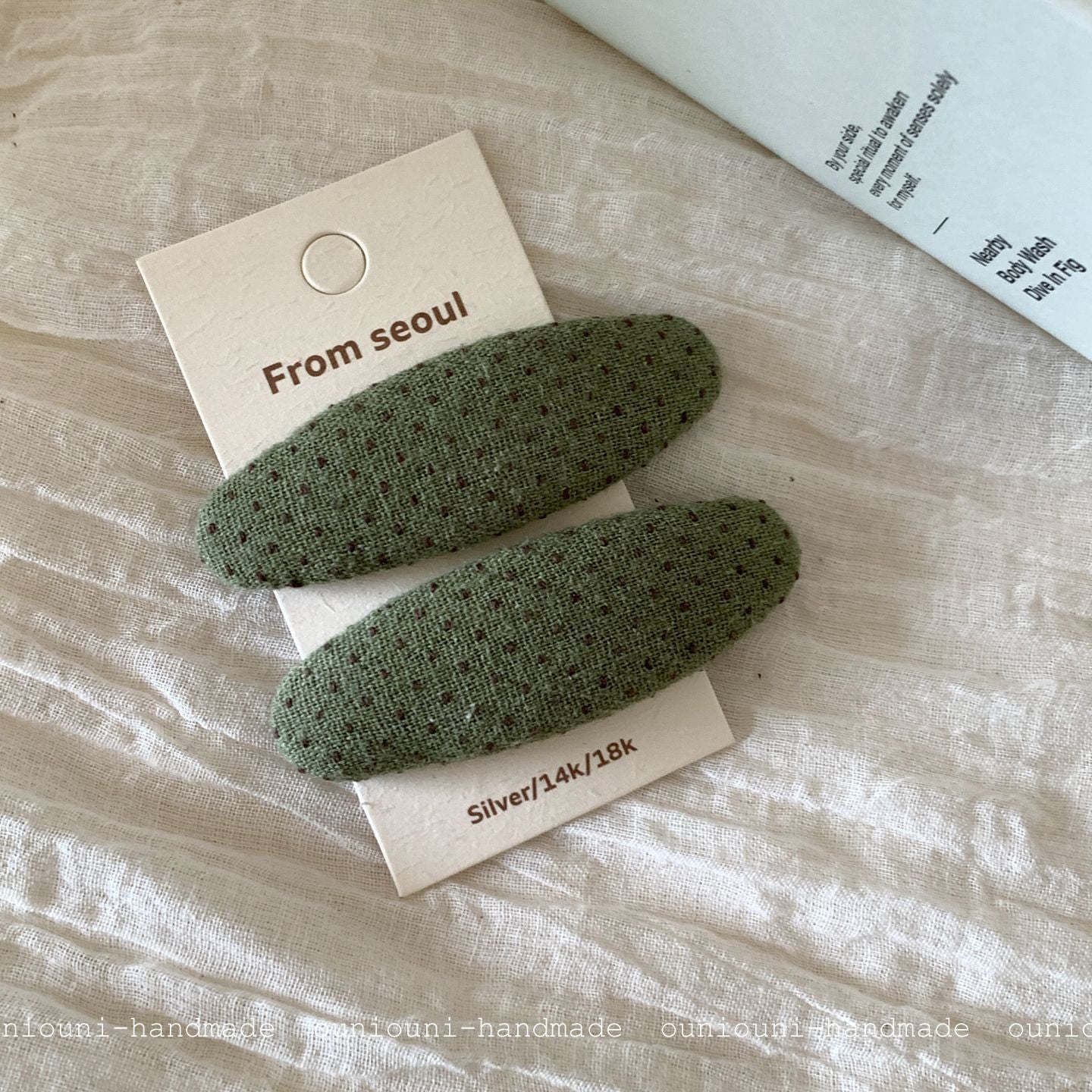New Style Polka Dots Cotton Scrunchie Hairpin In Green For Autumn