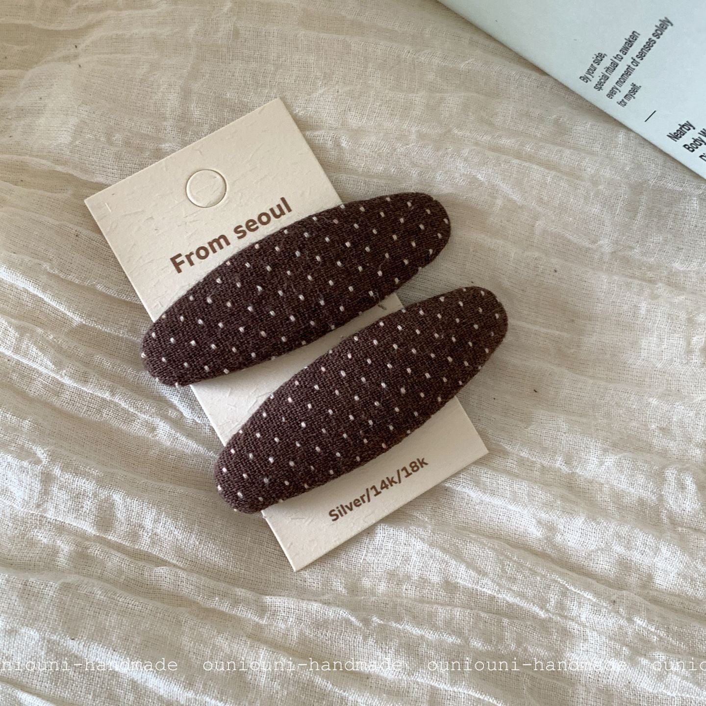New Style Polka Dots Cotton Scrunchie Hairpin In Green For Autumn