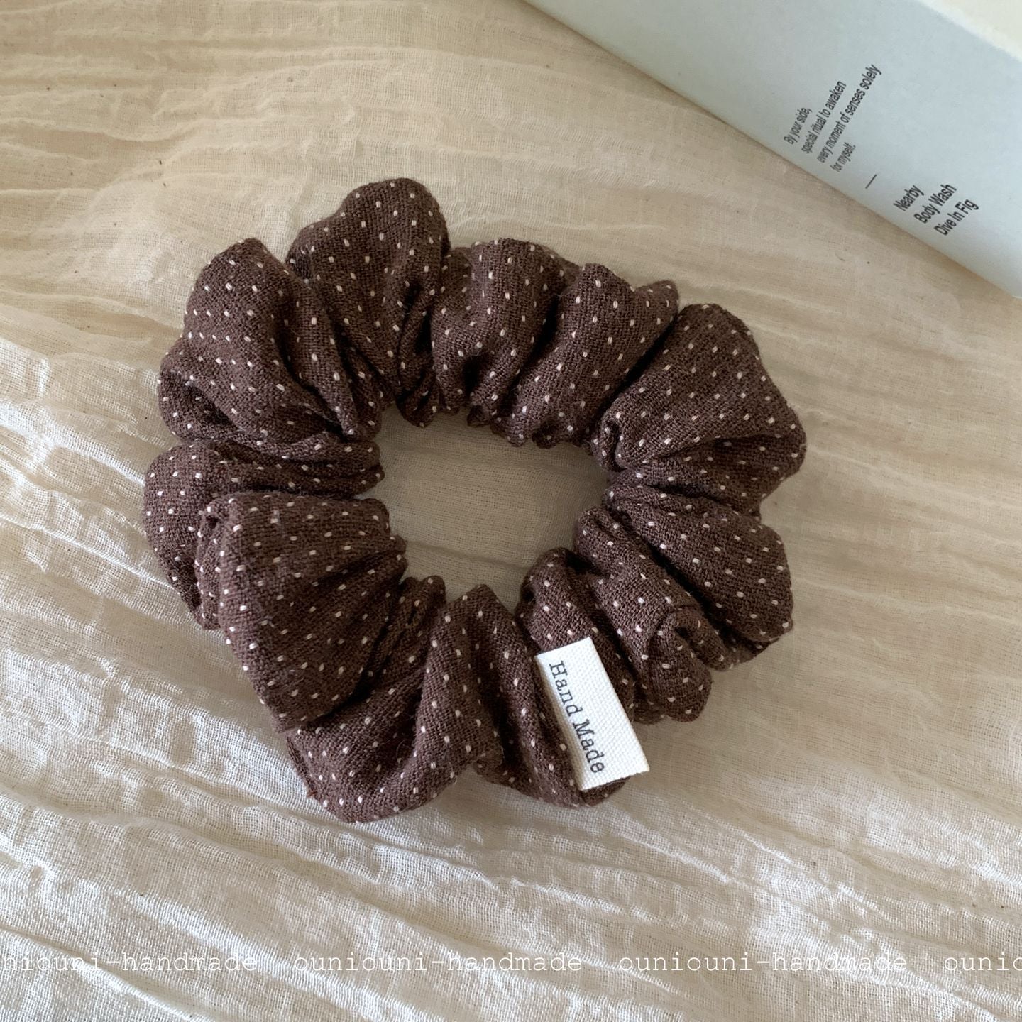 New Style Polka Dots Cotton Scrunchie Hairpin In Green For Autumn