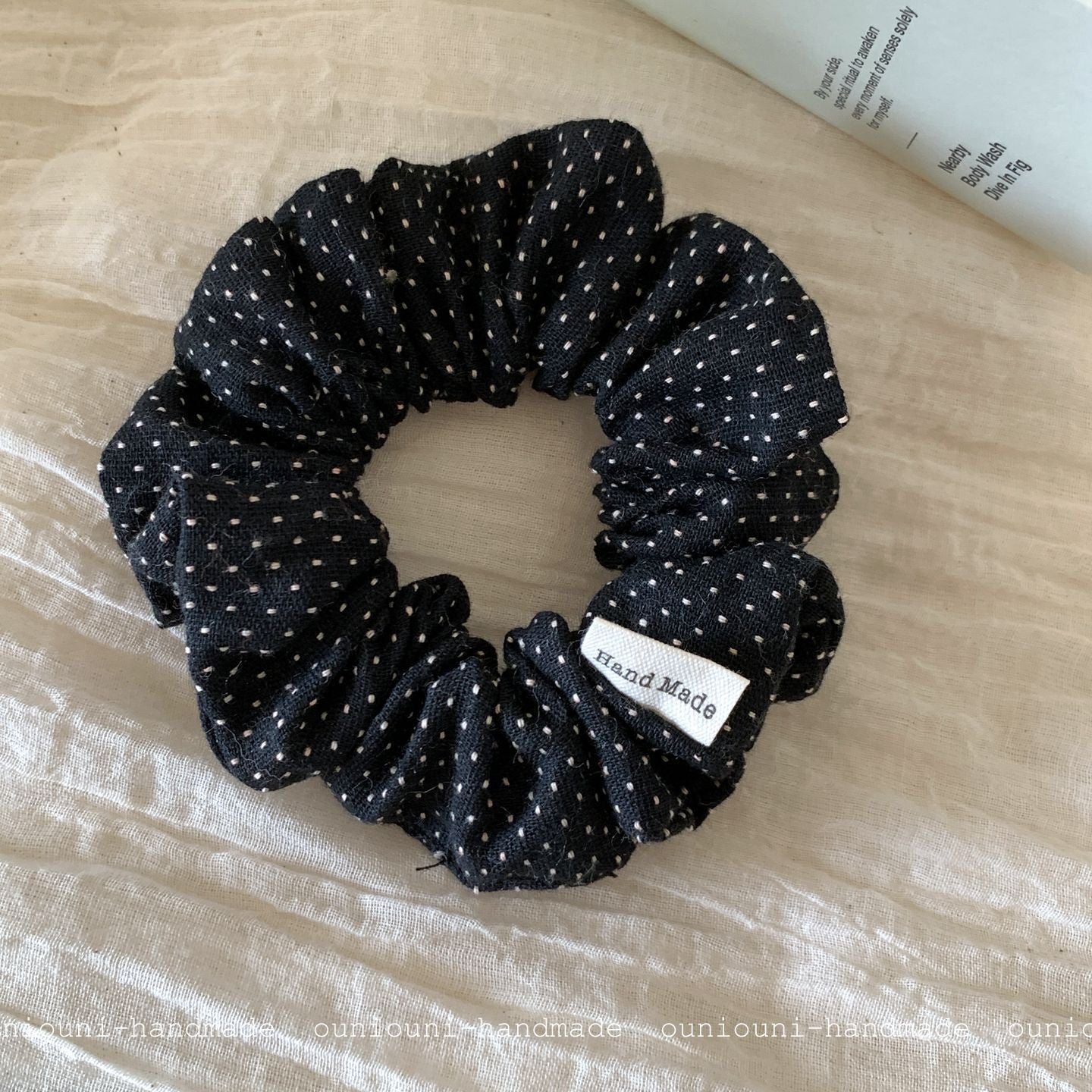 New Style Polka Dots Cotton Scrunchie Hairpin In Green For Autumn