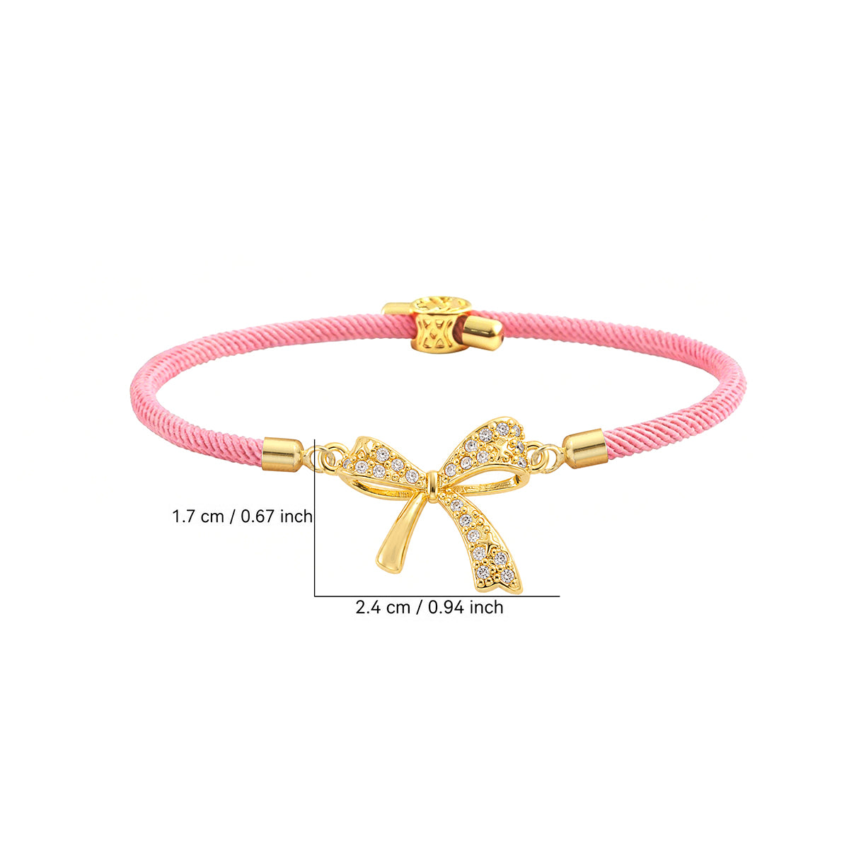 Elegant White Nylon Bow Tie Drawstring Bracelet For Women With Zircon Inlay And Cord String Chain