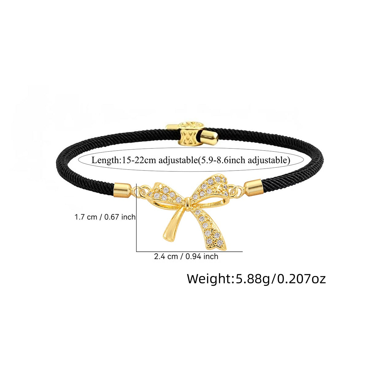 Elegant White Nylon Bow Tie Drawstring Bracelet For Women With Zircon Inlay And Cord String Chain
