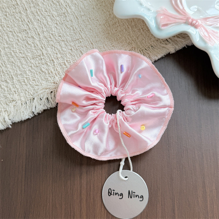Round New Style Scrunchie Hair Accessory For Kids In Natural Pink Fabric