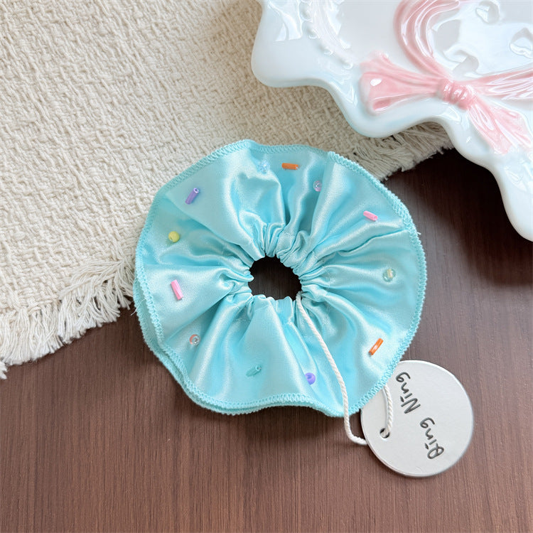 Round New Style Scrunchie Hair Accessory For Kids In Natural Pink Fabric