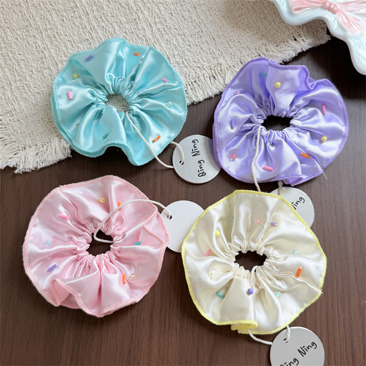 Round New Style Scrunchie Hair Accessory For Kids In Natural Pink Fabric