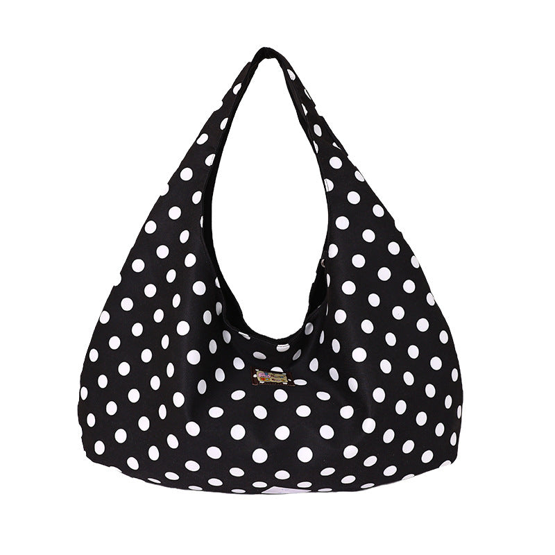 Folds Dumpling Shape Nylon Shoulder Bag With Sewing Thread Detail, Featuring Large Capacity And Single Shoulder Strap