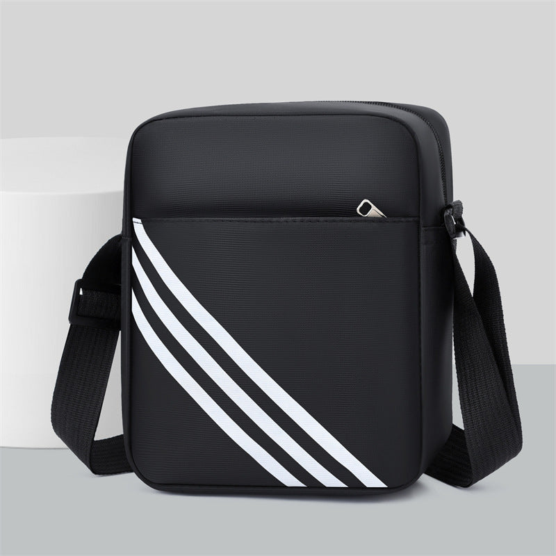 Men's Stripe Oxford Cloth Crossbody Bag With Water Resistant Feature