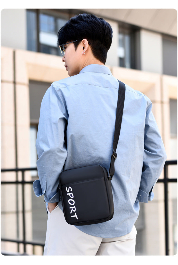 Men's Stripe Oxford Cloth Crossbody Bag With Water Resistant Feature