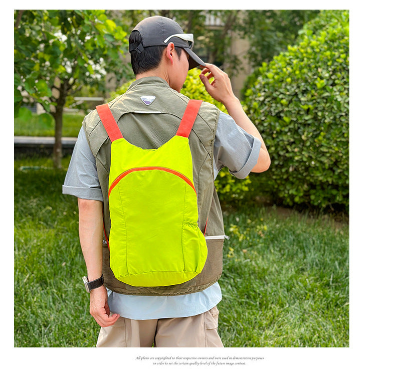 Color Block Hiking Backpack In Polyester With Sewing Thread, Lightweight And 11 Inch Size For  Spring And Summer