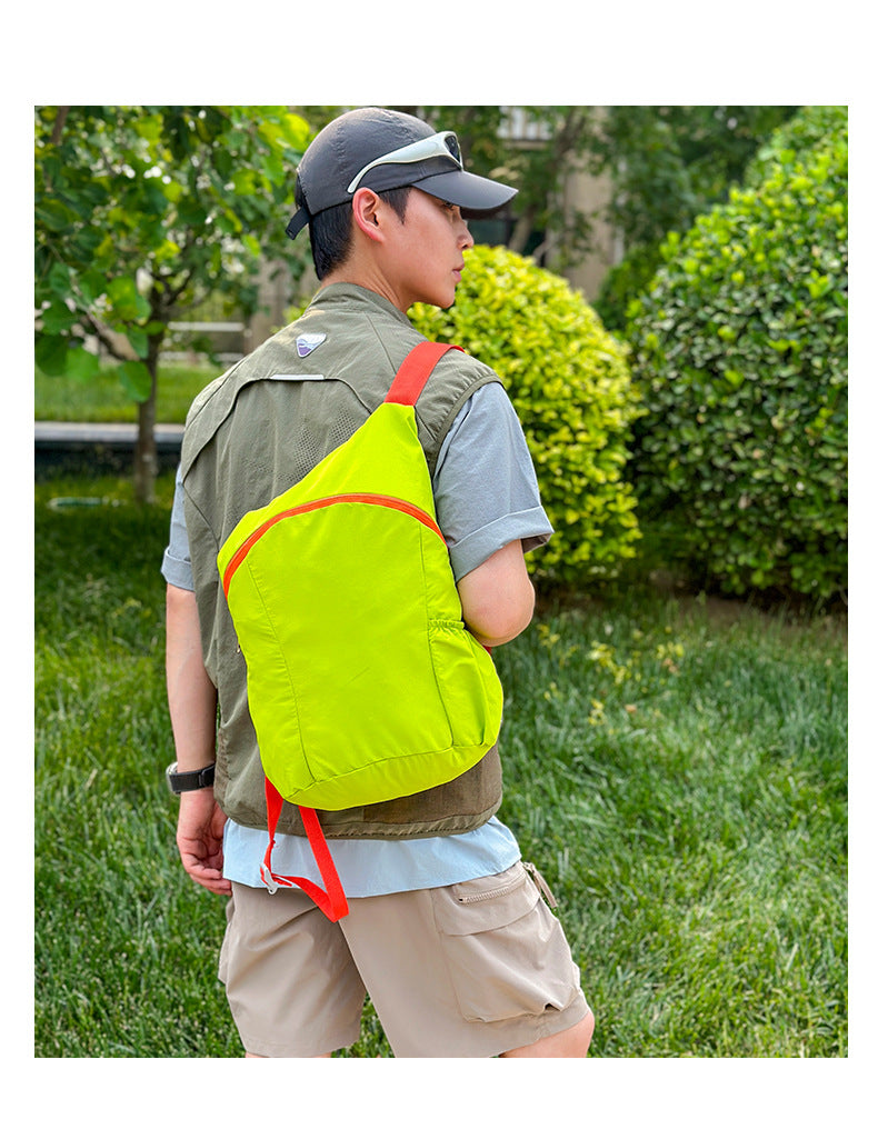 Color Block Hiking Backpack In Polyester With Sewing Thread, Lightweight And 11 Inch Size For  Spring And Summer