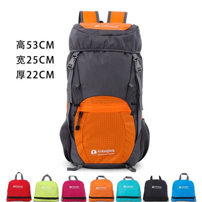 Color Block Hiking Backpack In Polyester With Sewing Thread Detail, Wear-Resistant Casual Backpack