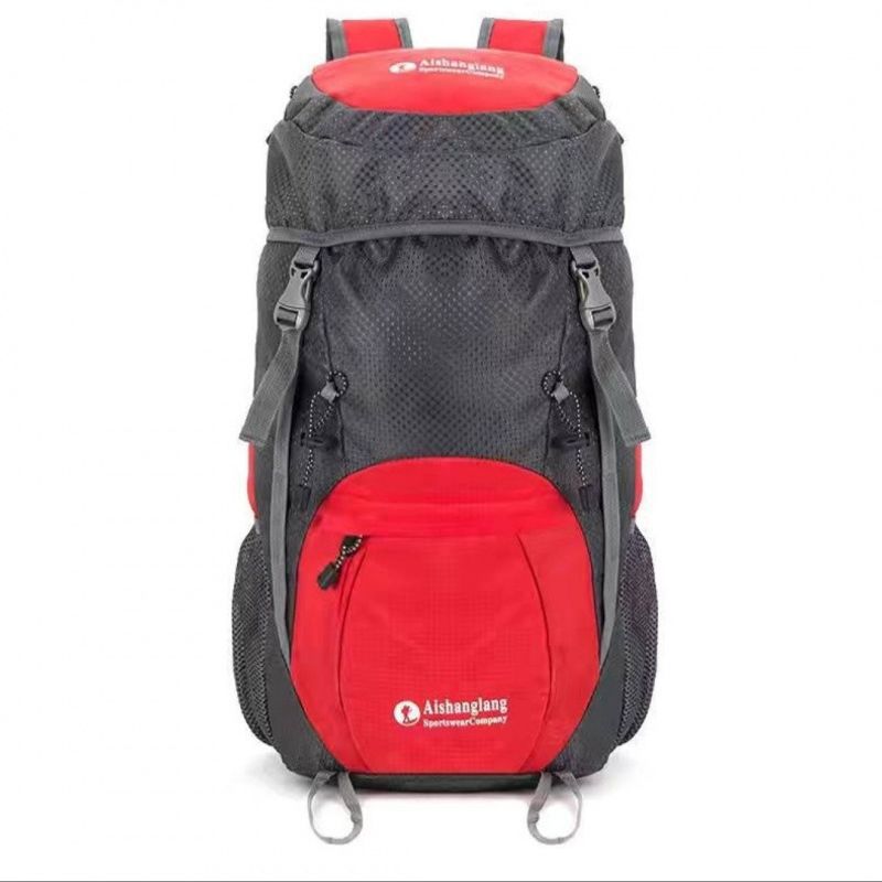 Color Block Hiking Backpack In Polyester With Sewing Thread Detail, Wear-Resistant Casual Backpack
