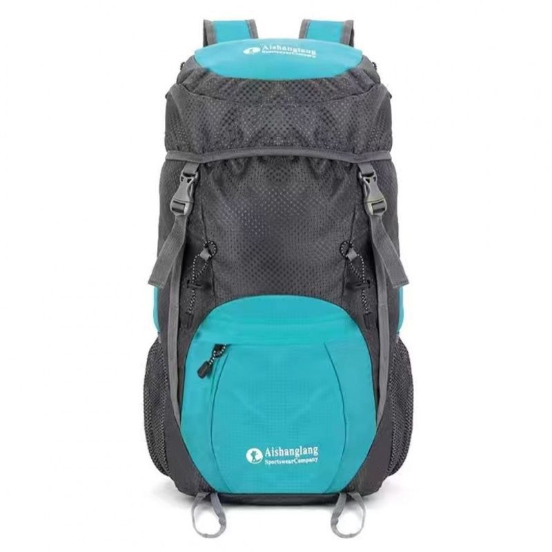 Color Block Hiking Backpack In Polyester With Sewing Thread Detail, Wear-Resistant Casual Backpack