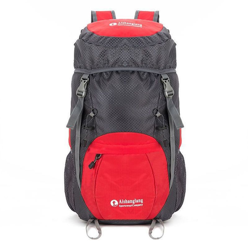 Color Block Hiking Backpack In Polyester With Sewing Thread Detail, Wear-Resistant Casual Backpack