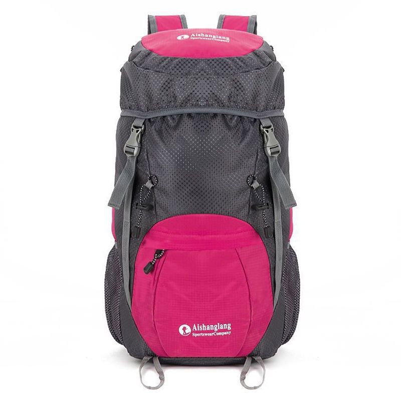 Color Block Hiking Backpack In Polyester With Sewing Thread Detail, Wear-Resistant Casual Backpack