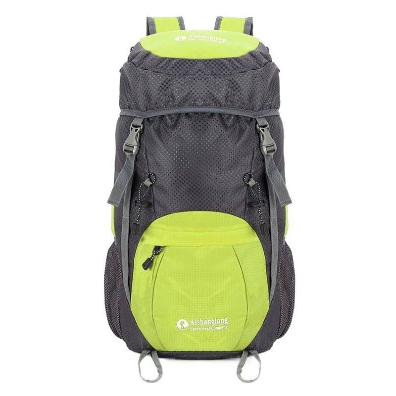 Color Block Hiking Backpack In Polyester With Sewing Thread Detail, Wear-Resistant Casual Backpack