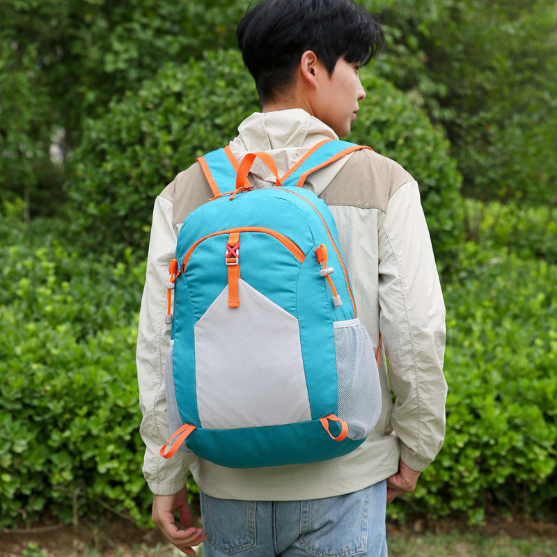 Solid Color Hiking Backpack In Durable Nylon Material, Wear-Resistant Design For Unisex Outdoor Adventures