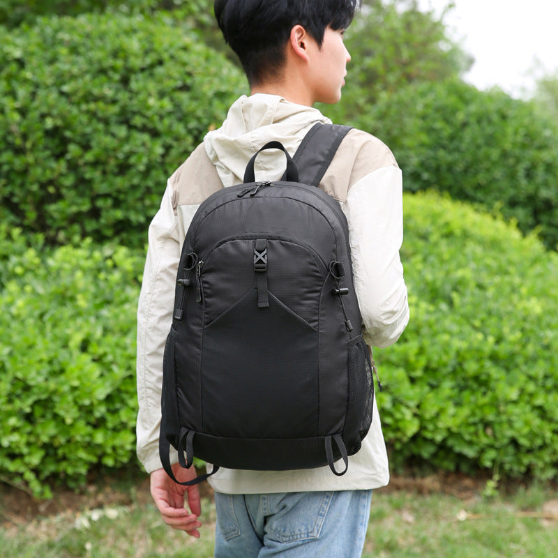 Solid Color Hiking Backpack In Durable Nylon Material, Wear-Resistant Design For Unisex Outdoor Adventures