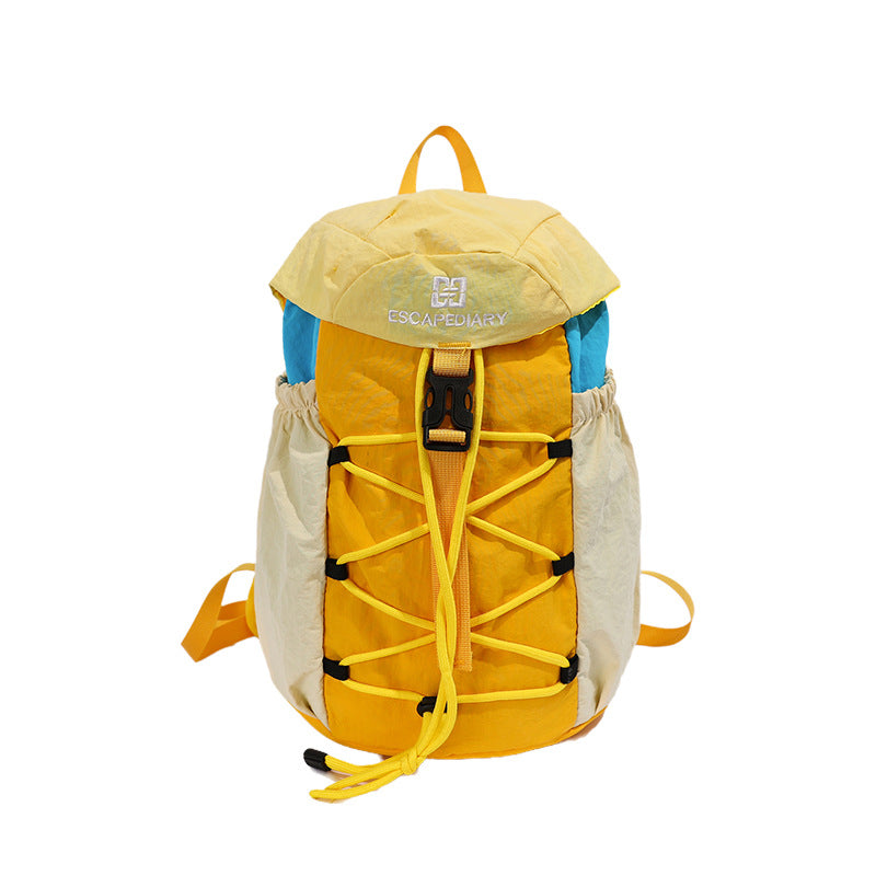 Color Block Nylon Drawstring Backpack, Wear-Resistant And Perfect For 13 Inch Devices, Ideal For  Spring And Summer