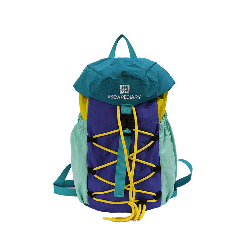 Color Block Nylon Drawstring Backpack, Wear-Resistant And Perfect For 13 Inch Devices, Ideal For  Spring And Summer