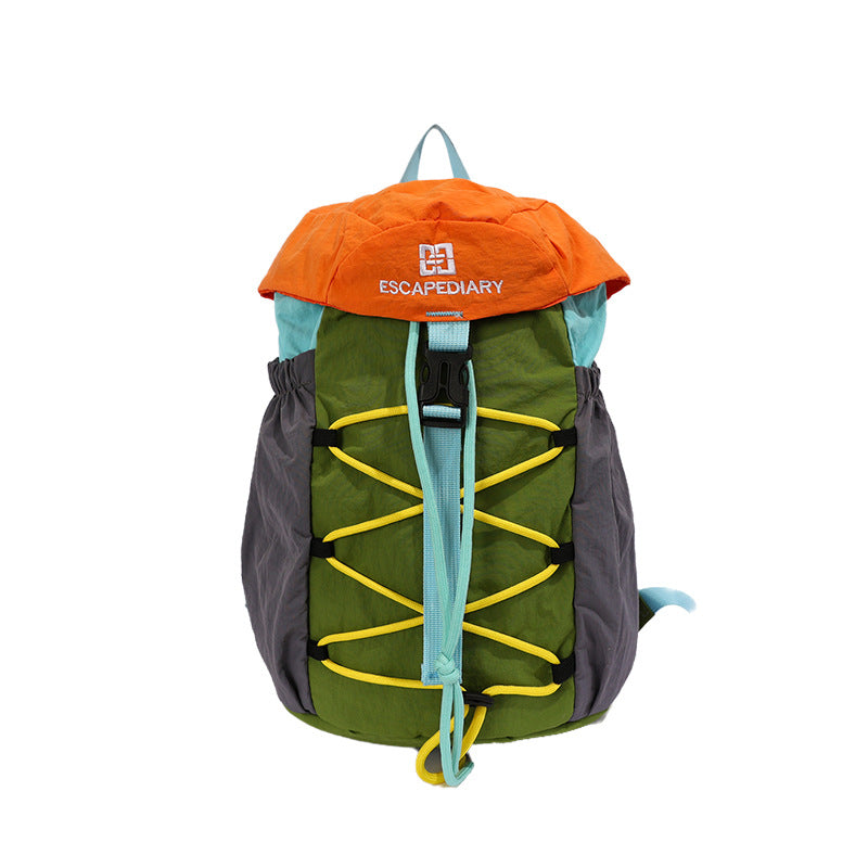 Color Block Nylon Drawstring Backpack, Wear-Resistant And Perfect For 13 Inch Devices, Ideal For  Spring And Summer