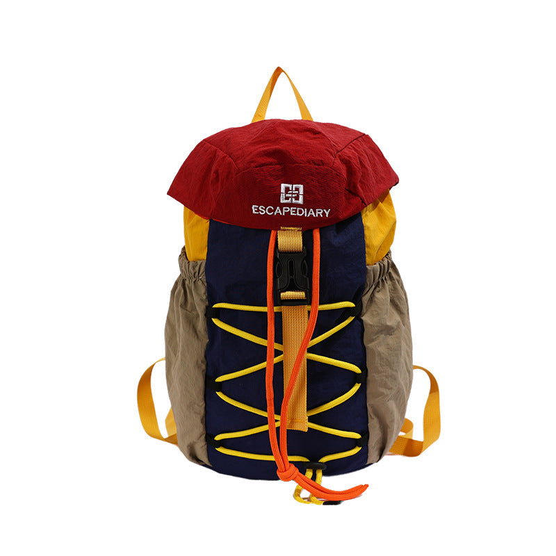 Color Block Nylon Drawstring Backpack, Wear-Resistant And Perfect For 13 Inch Devices, Ideal For  Spring And Summer