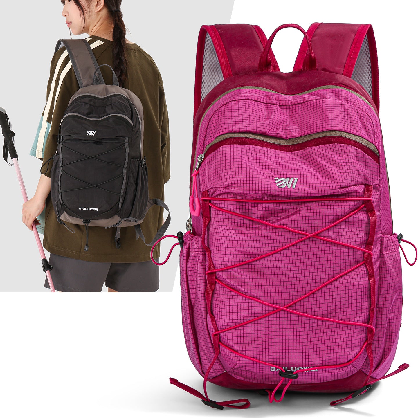 Color Block Lightweight Hiking Backpack In Oxford Cloth For Unisex, Ideal For Summer Outdoor Activities