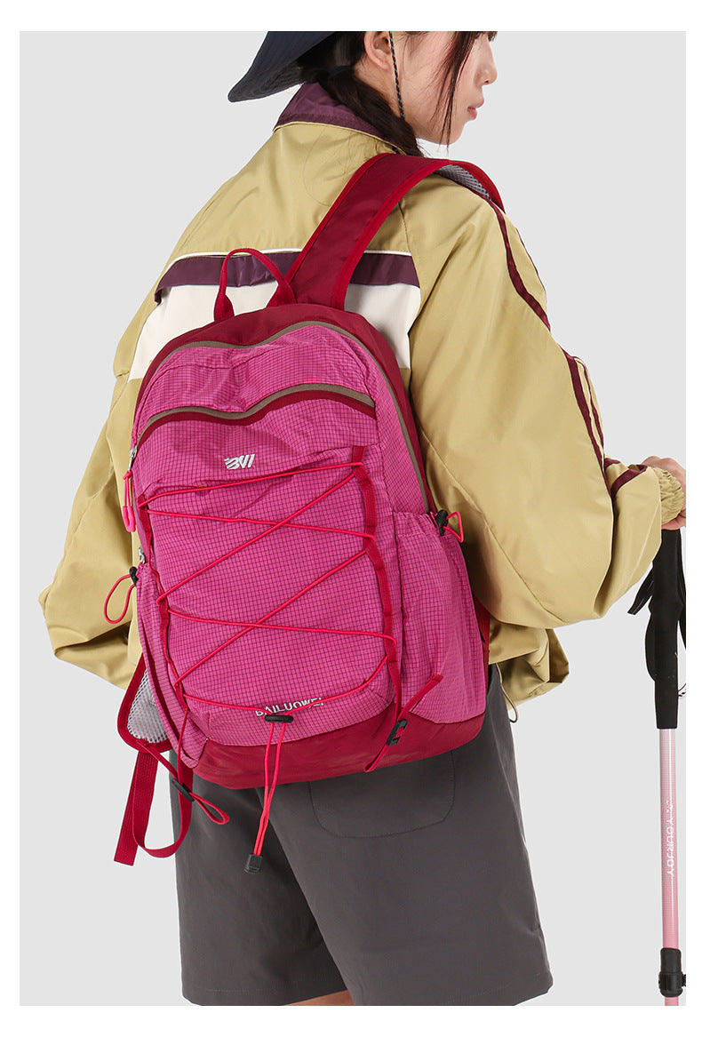 Color Block Lightweight Hiking Backpack In Oxford Cloth For Unisex, Ideal For Summer Outdoor Activities