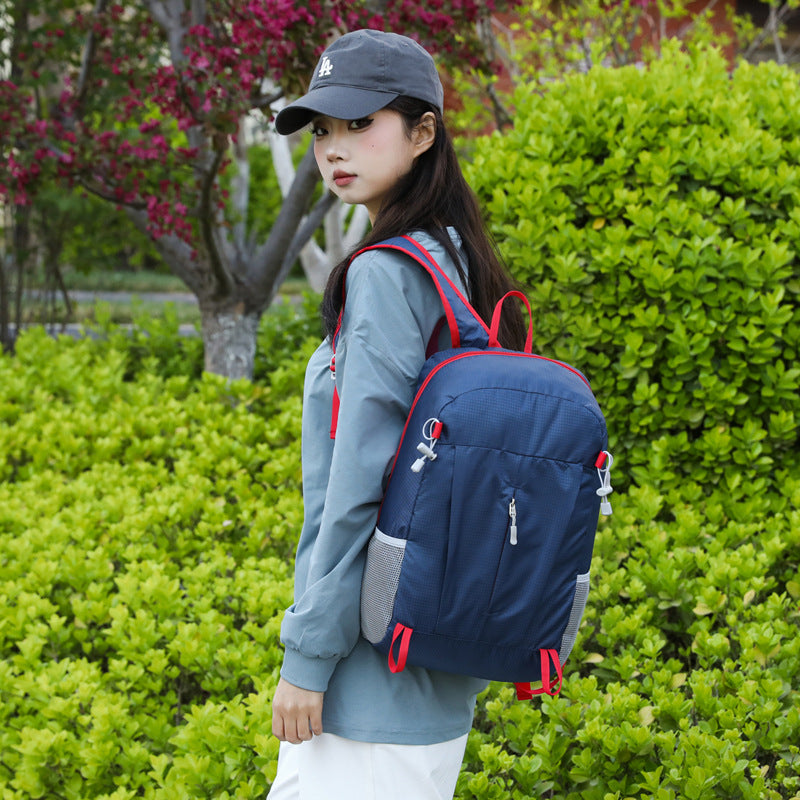 Solid Color Lightweight Hiking Backpack In Durable Nylon Material, Unisex Design For Outdoor Adventures