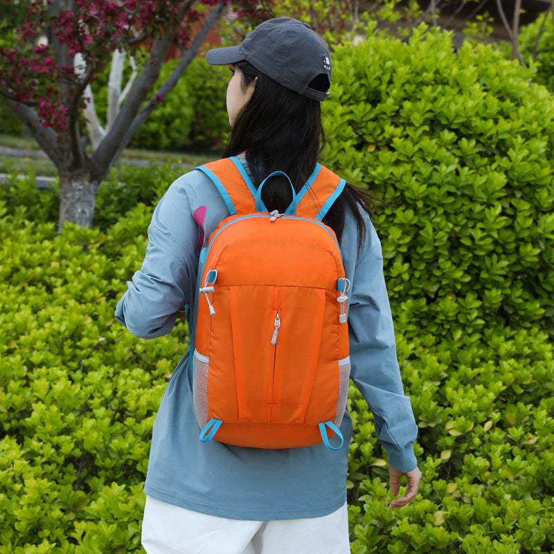 Solid Color Lightweight Hiking Backpack In Durable Nylon Material, Unisex Design For Outdoor Adventures