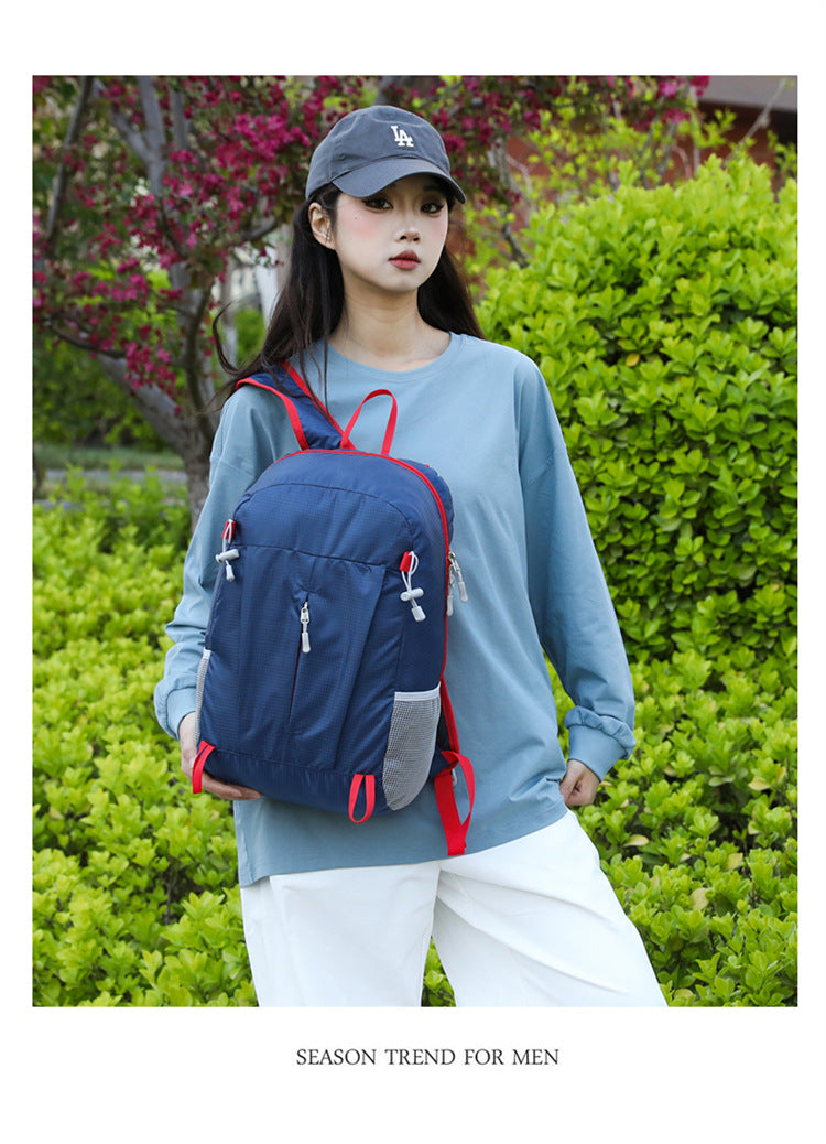 Solid Color Lightweight Hiking Backpack In Durable Nylon Material, Unisex Design For Outdoor Adventures
