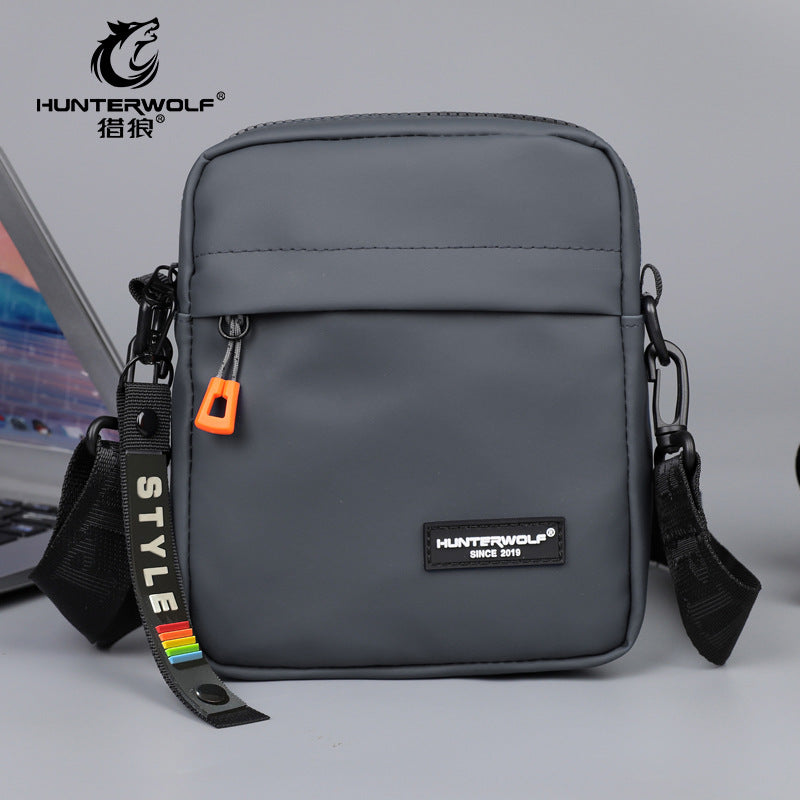 Men's Solid Color PU Leather Crossbody Bag With Ornament And Sling Strap, Perfect For Autumn